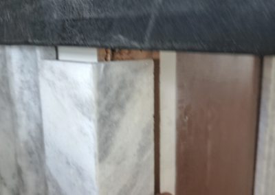 Marble waterfall edge alignment during installation