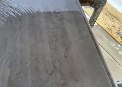 Polished travertine tabletop after restoration